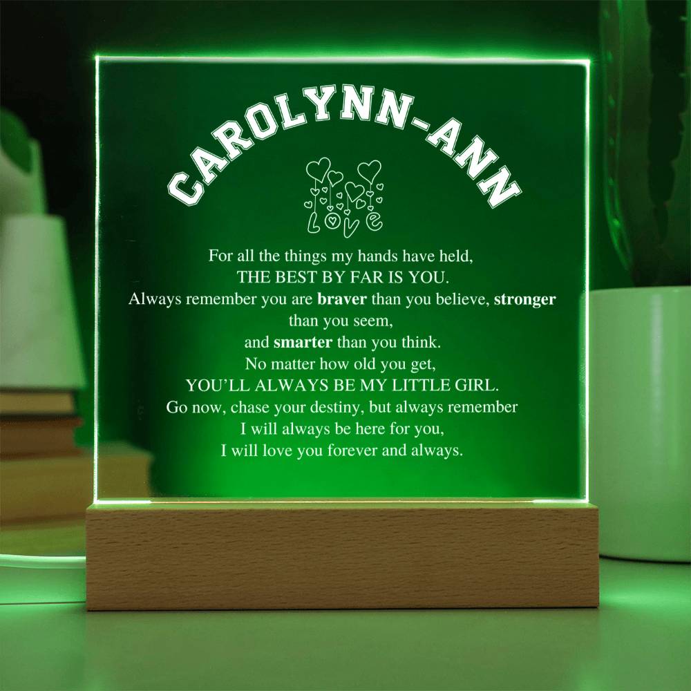 Personalized Daughter Gift, Square Acrylic LED Nightlight