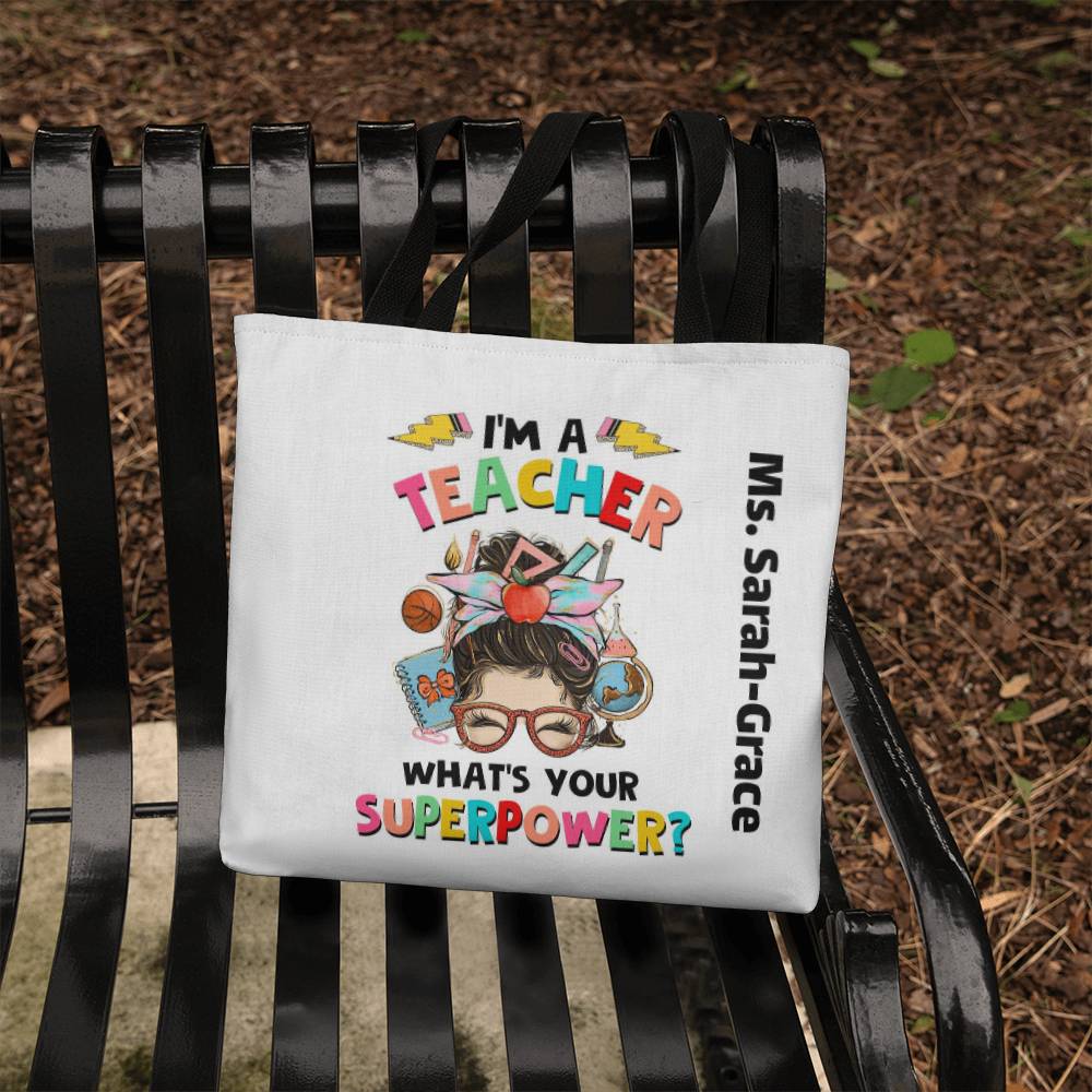 Personalized Teacher Tote Bag, Unique Gift for Tutors, Custom Teacher Appreciation Present, Personalized Bag for Teachers Day