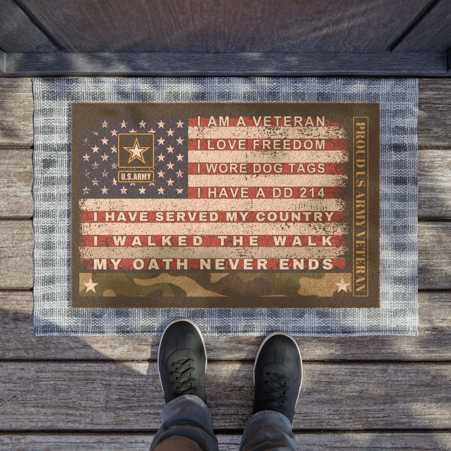 Proud US Army Veteran Doormat - BespokeBliss