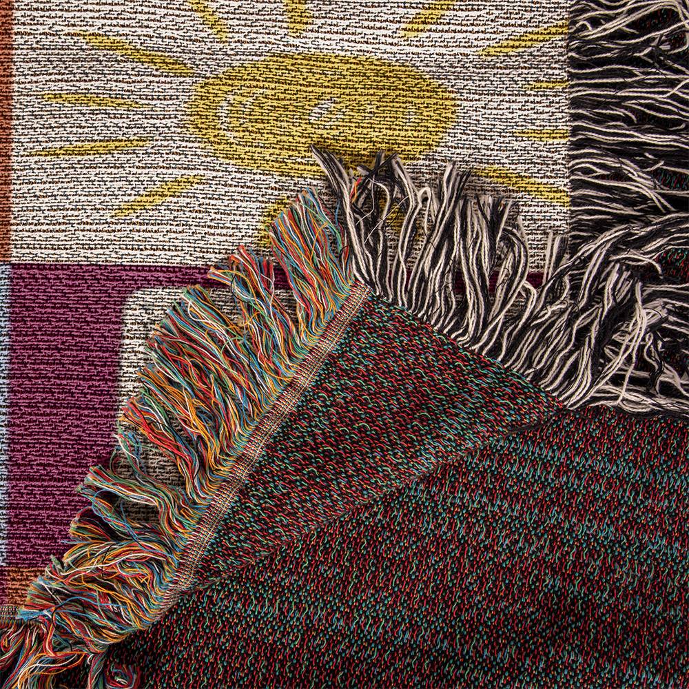 Tarot Woven Blanket – Celestial Sun Moon Throw with Major Arcana Cards, Astrology Decor, Cozy Boho Gift for Spiritual Friends