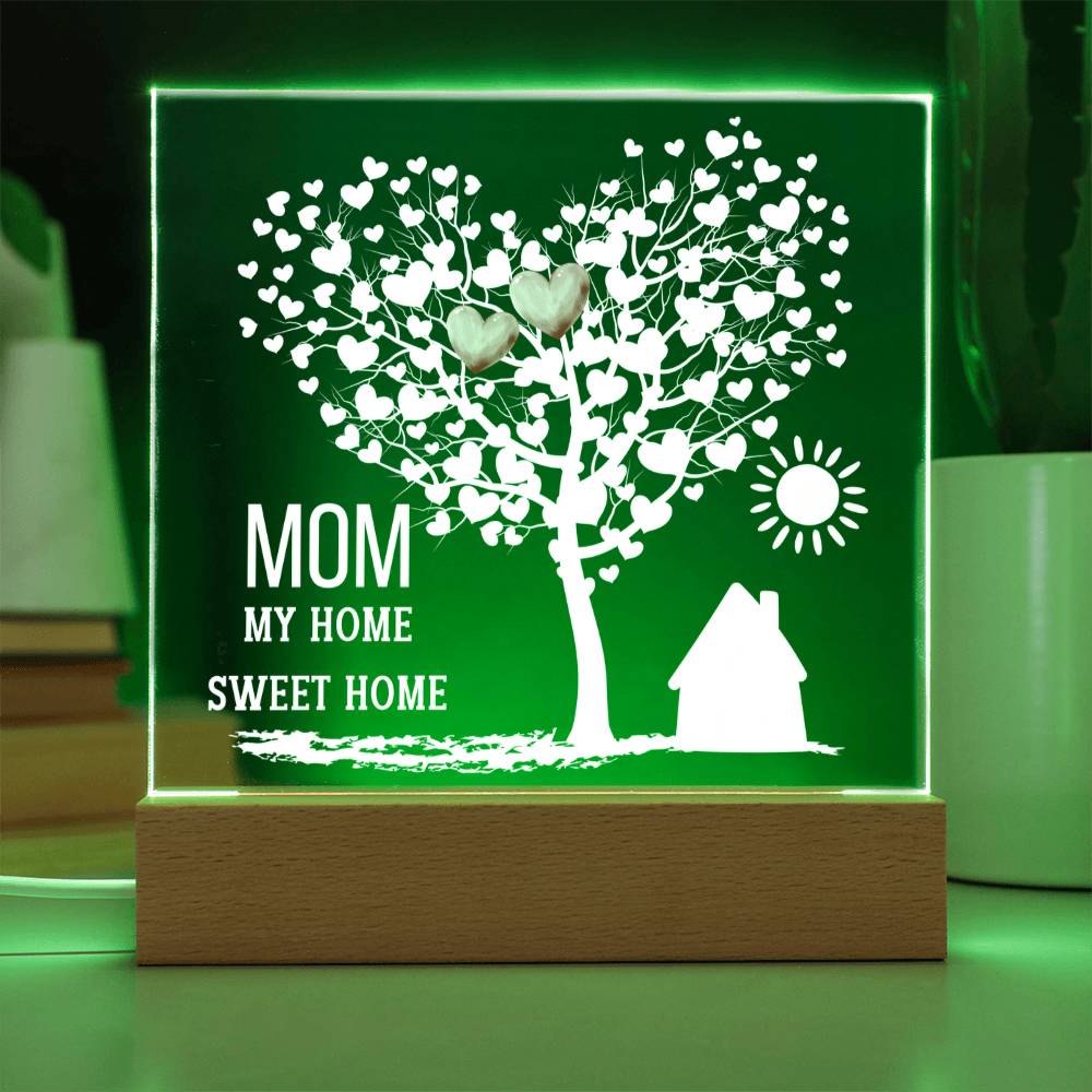 Heart Tree Acrylic Plaque Gift, LED Sign for Mom, Home Décor, Light Up Plaque, Custom Gift for Mother's Day, LED Night Light
