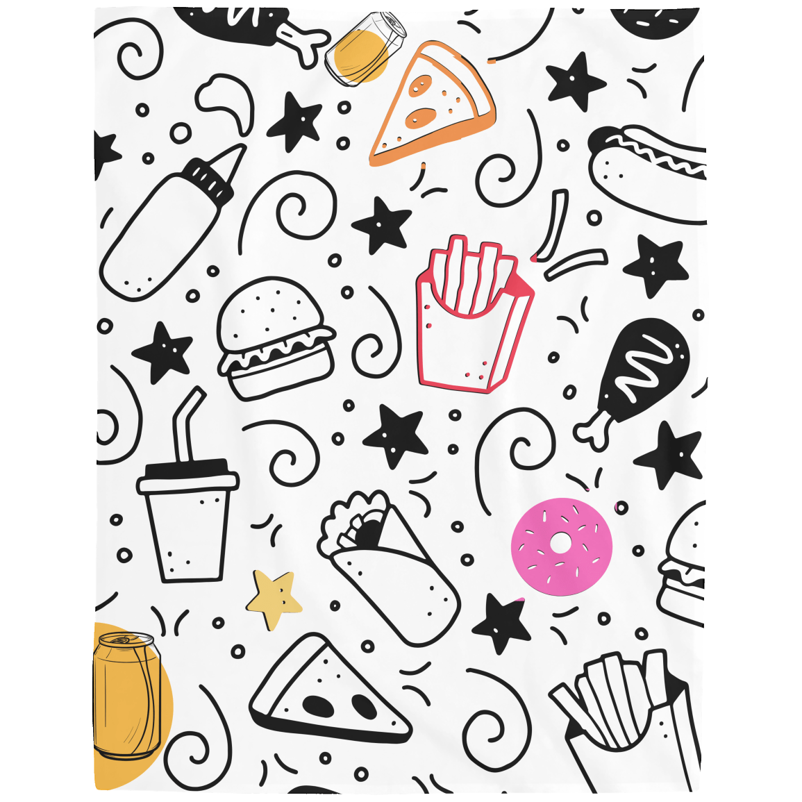 Food Fun Cozy Plush Fleece Movie Blanket Soft Silky Cozy and Lightweight