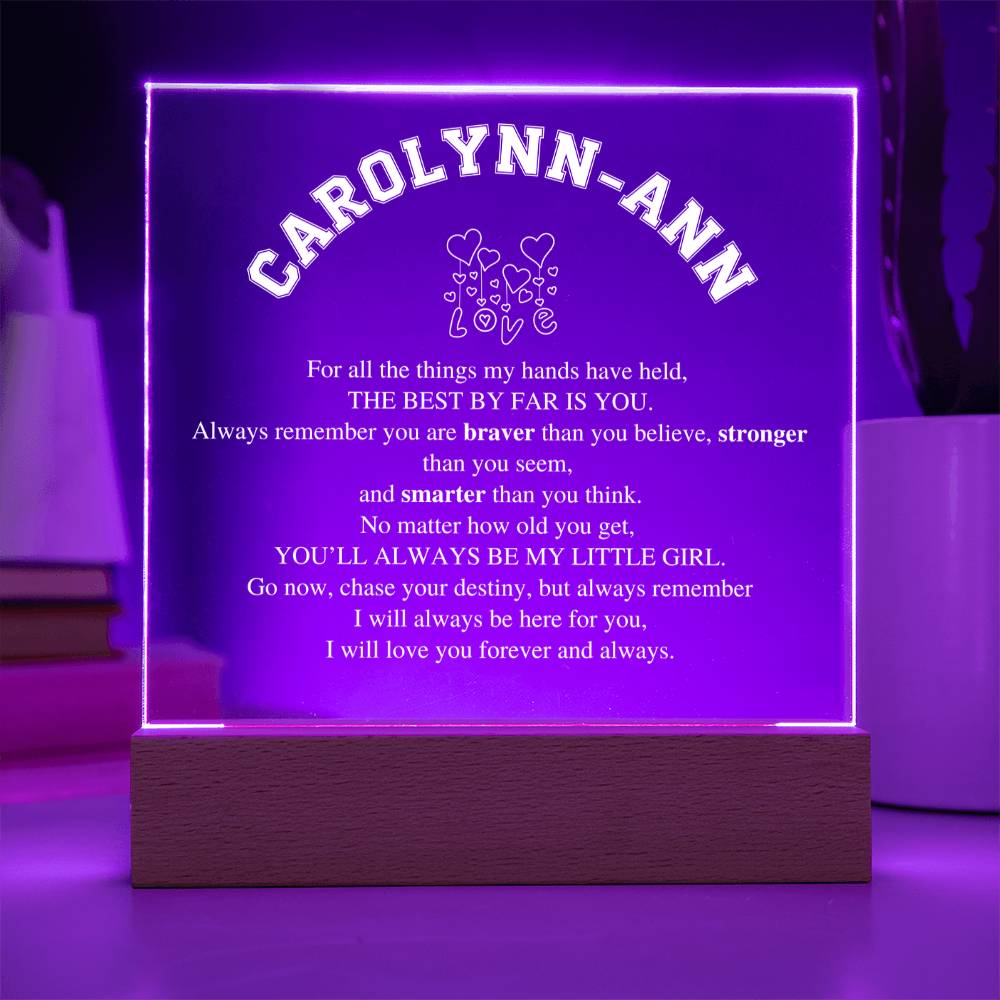 Personalized Daughter Gift, Square Acrylic LED Nightlight