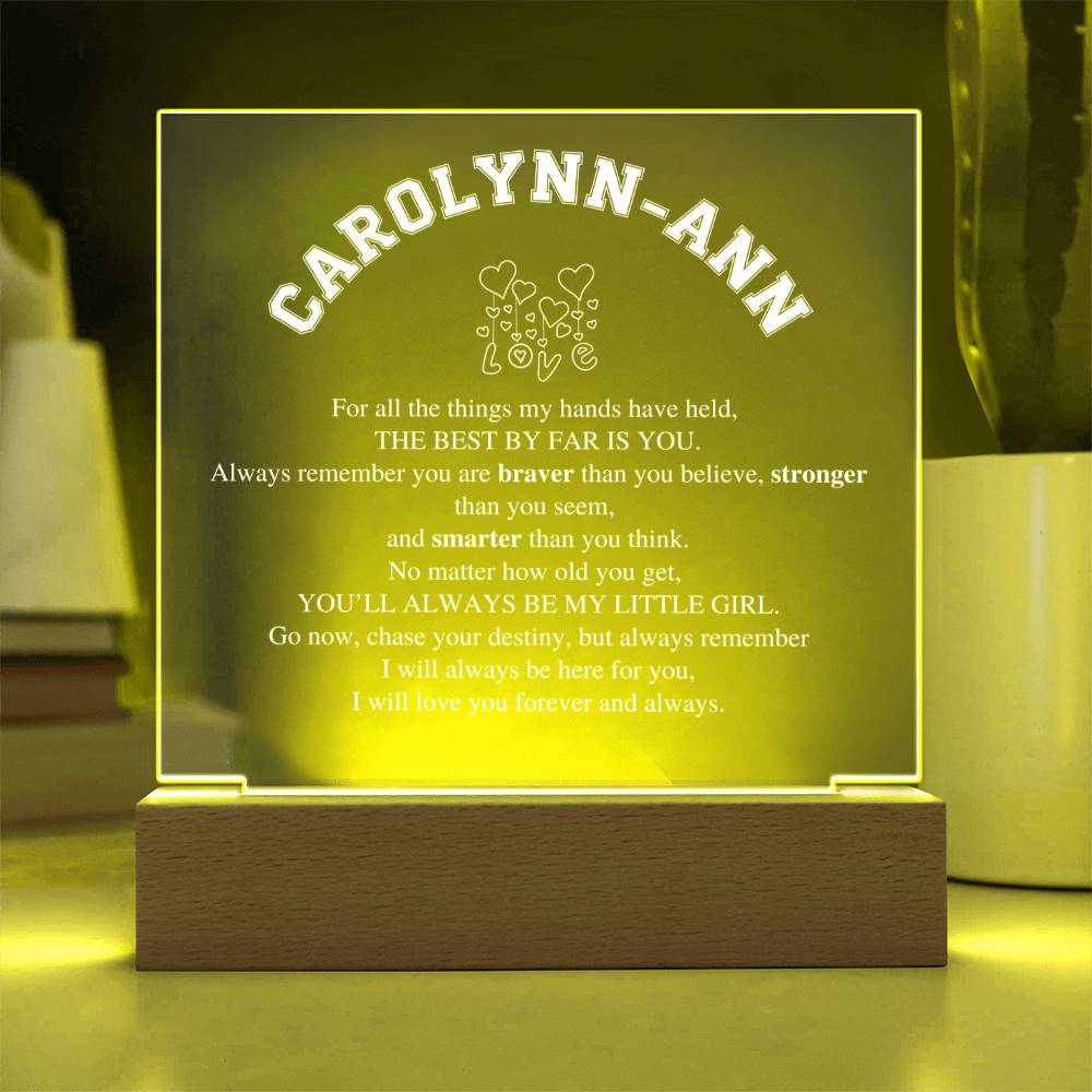Personalized Daughter Gift, Square Acrylic LED Nightlight