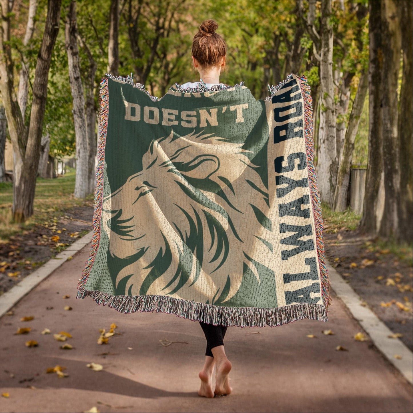 Strength Doesn’t Always Roar Blanket – Woven Lion Throw, Encouragement Gift