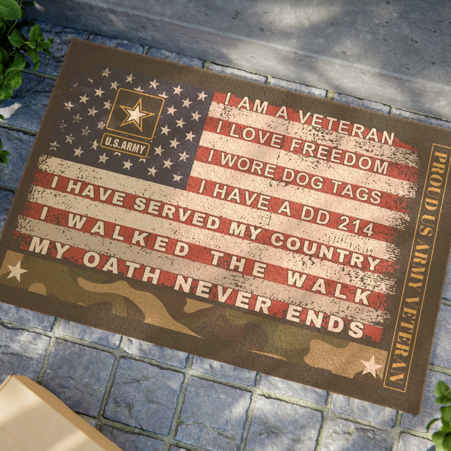 Proud US Army Veteran Doormat - BespokeBliss