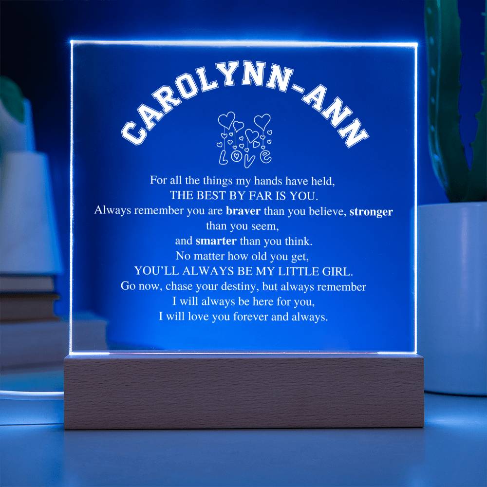 Personalized Daughter Gift, Square Acrylic LED Nightlight