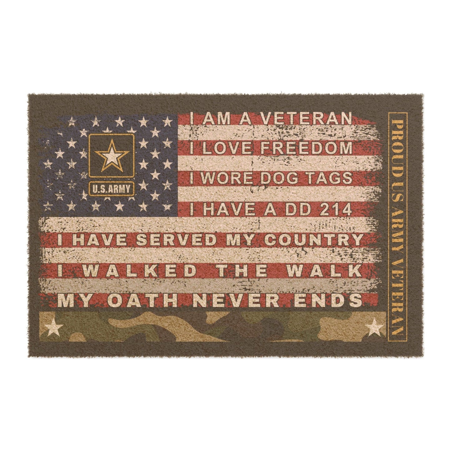 Proud US Army Veteran Doormat - BespokeBliss