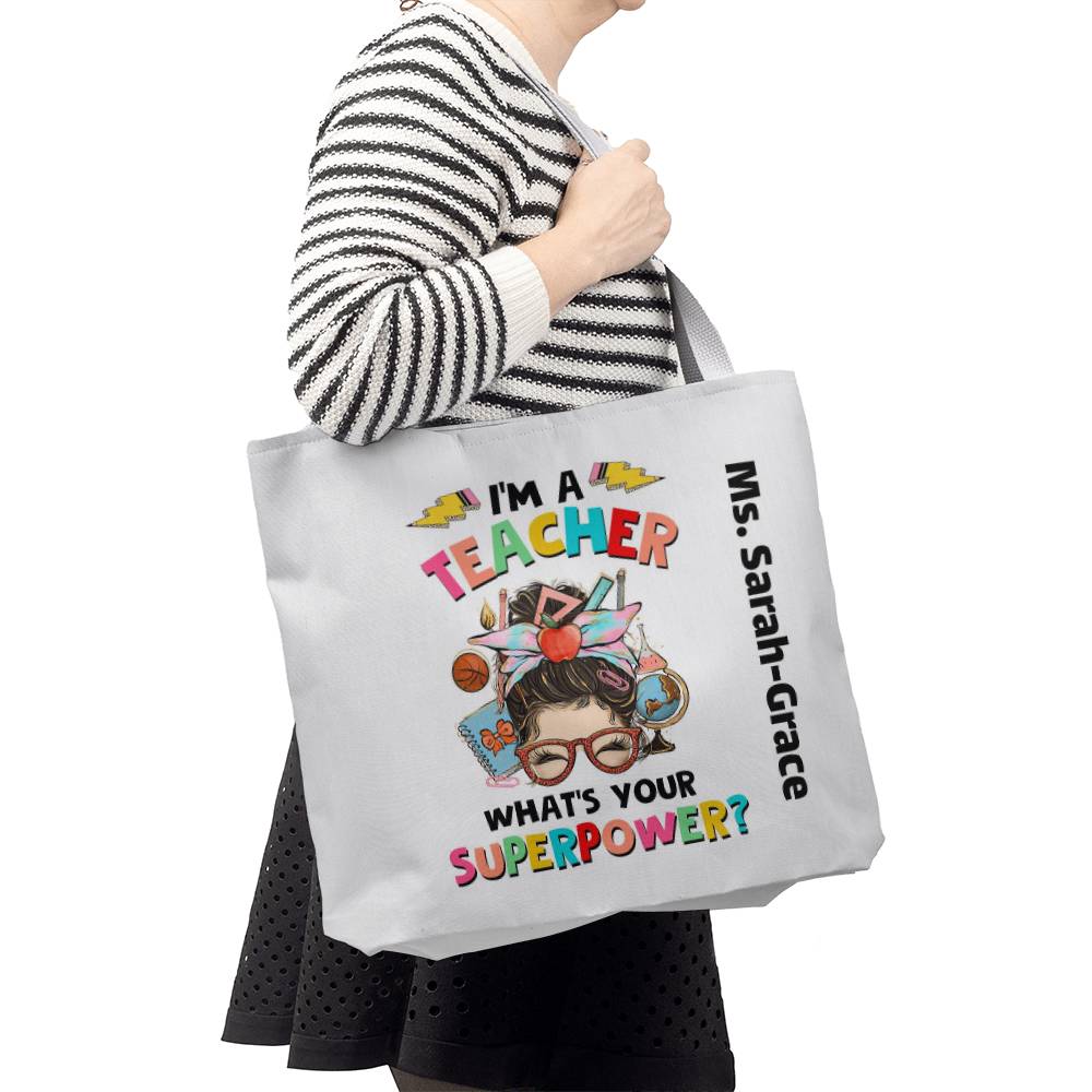 Personalized Teacher Tote Bag, Unique Gift for Tutors, Custom Teacher Appreciation Present, Personalized Bag for Teachers Day