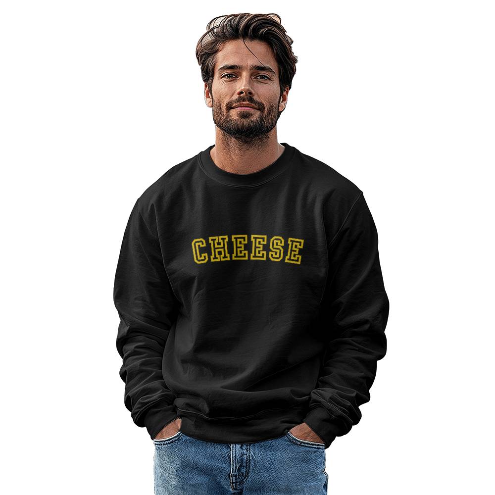CHEESE University Style Logo Sweatshirt, Unisex Crewneck Sweatshirt