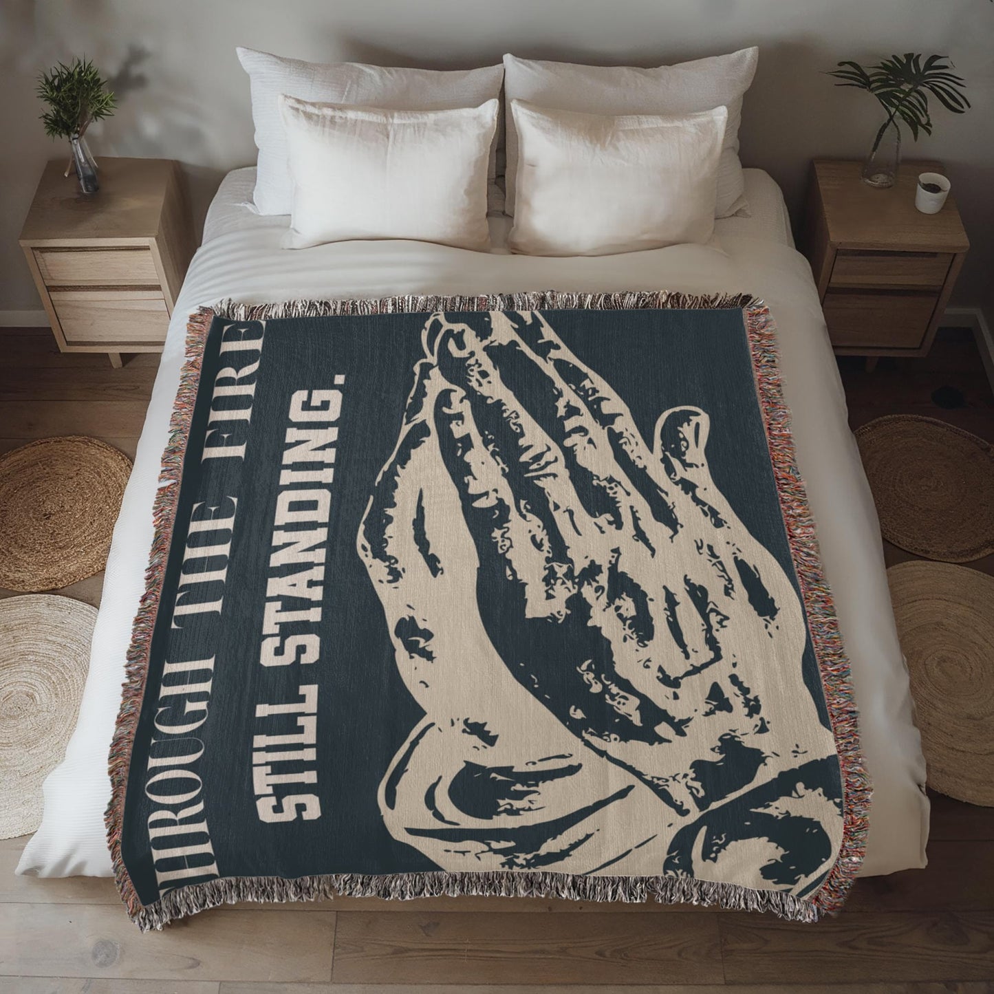 Through the Fire Prayer Blanket – Christian Woven Throw, Faith-Based Encouragement Gift, Strength & Recovery Blanket