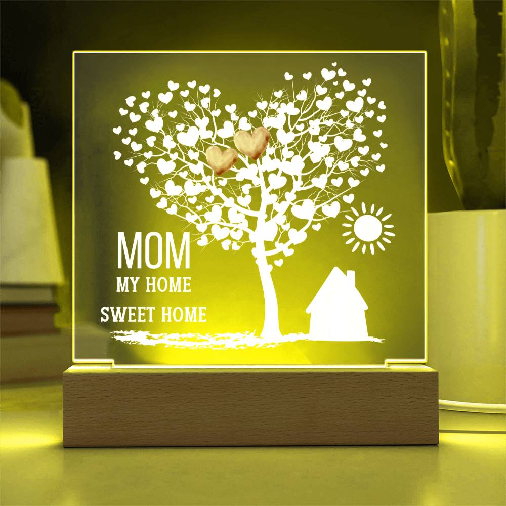 Heart Tree Acrylic Plaque Gift, LED Sign for Mom, Home Décor, Light Up Plaque, Custom Gift for Mother's Day, LED Night Light
