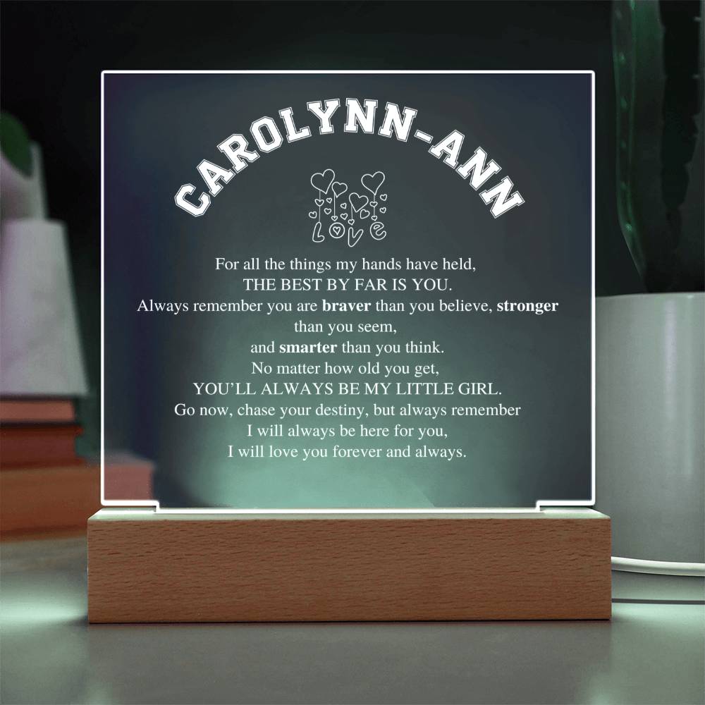 Personalized Daughter Gift, Square Acrylic LED Nightlight