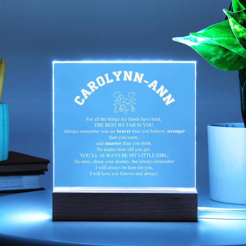 Personalized Daughter Gift, Square Acrylic LED Nightlight