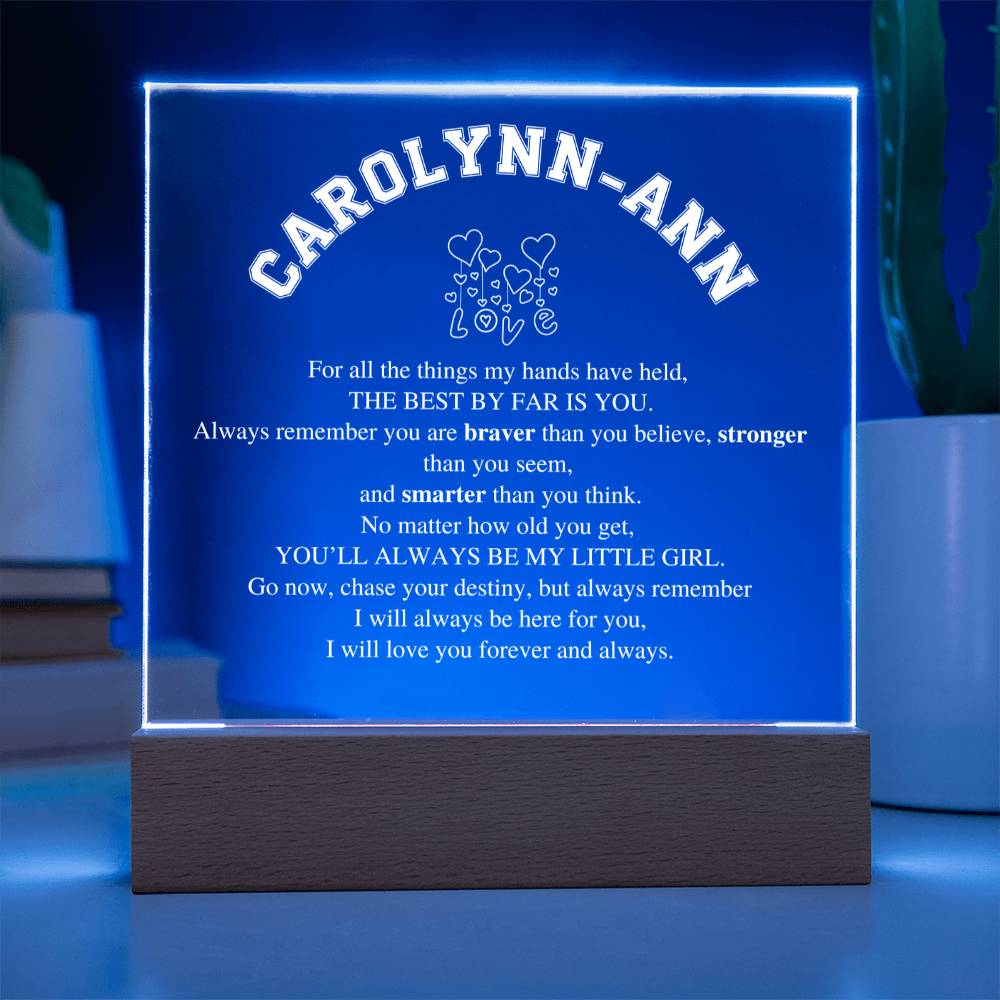 Personalized Daughter Gift, Square Acrylic LED Nightlight