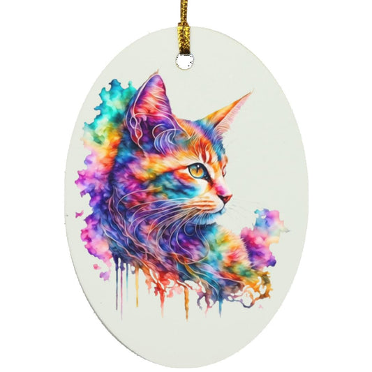 Stunning Watercolor Cat Ornament