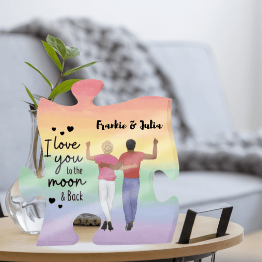 Personalized For You Acrylic "I love you to the moon and back" puzzle piece