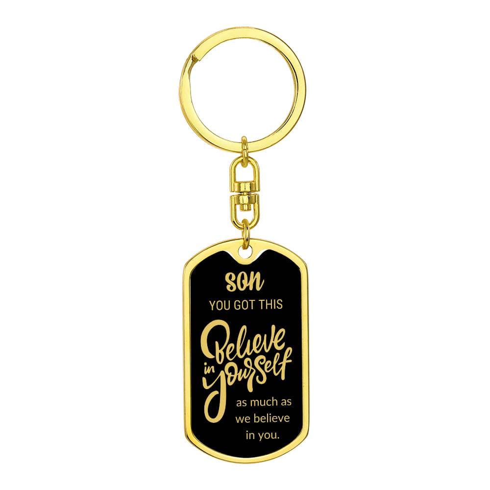Simple Straightforward Personalized Graphic Dog Tag Keychain | To My Son | Back To School Gift | Book Bag Tag - BespokeBliss