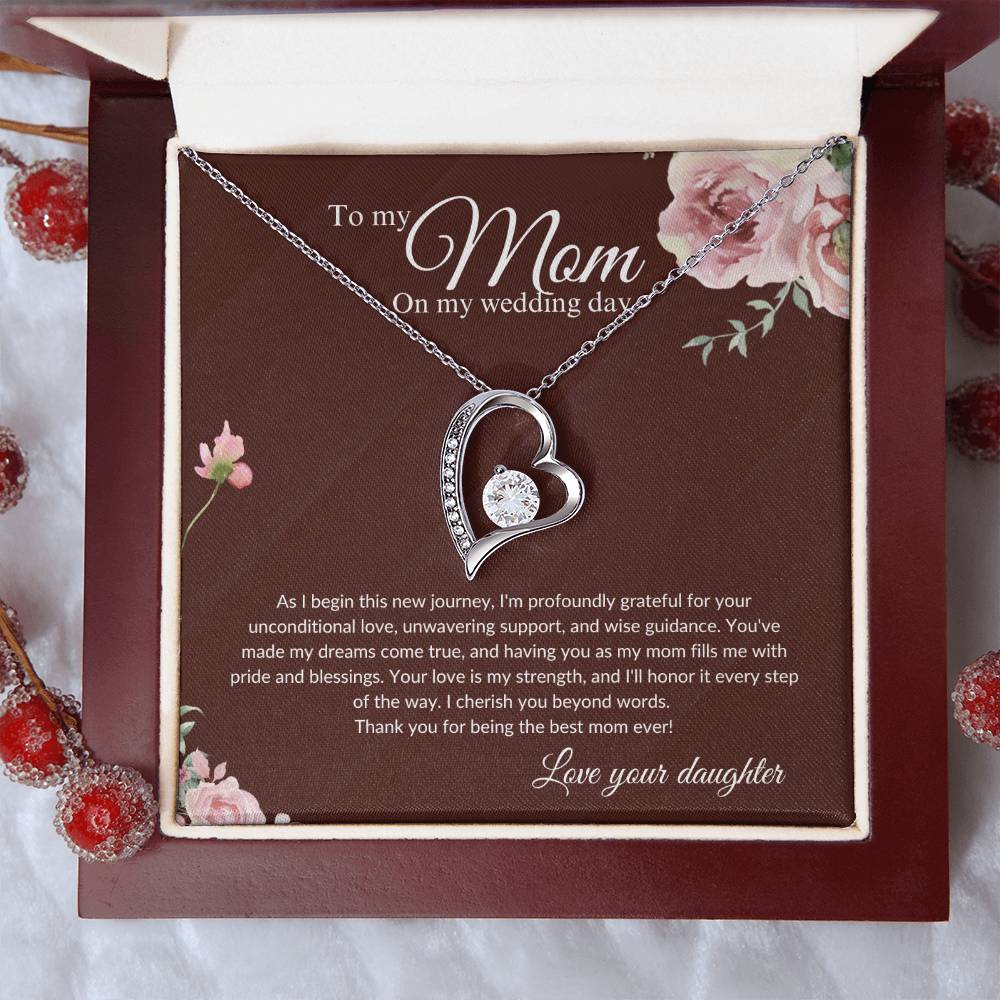 Mother of the Bride Gift from Daughter | Mother of the Bride Necklace from Bride | Forever Love Necklace Mom of Bride | Gift To Mom from Bride - BespokeBliss