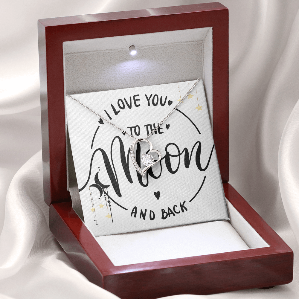 ❤️ To the Moon and Back – Heart Necklace and Message Card for that someone you love the most.