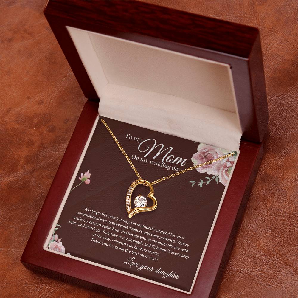 Mother of the Bride Gift from Daughter | Mother of the Bride Necklace from Bride | Forever Love Necklace Mom of Bride | Gift To Mom from Bride - BespokeBliss
