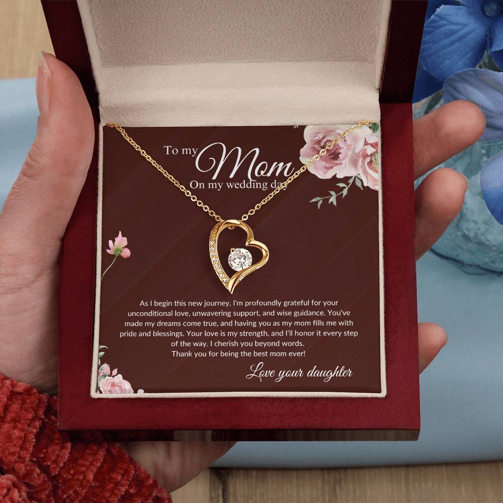 Mother of the Bride Gift from Daughter | Mother of the Bride Necklace from Bride | Forever Love Necklace Mom of Bride | Gift To Mom from Bride - BespokeBliss