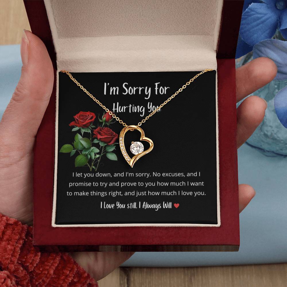 I am So Sorry, Roses, Heart, Necklace for Her