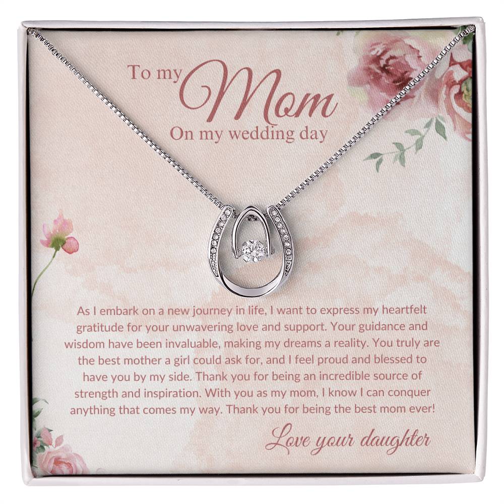 Lucky to Have You As My Mom | Necklace | Mother of the Bride Gift from Daughter | Mother of the Bride Necklace | from Bride to Mom | To Mom from Bride - BespokeBliss
