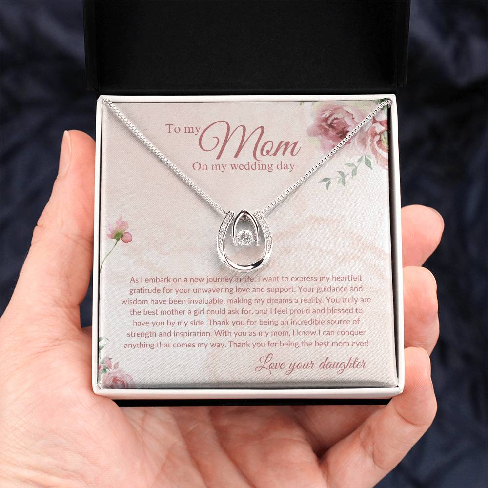 Lucky to Have You As My Mom | Necklace | Mother of the Bride Gift from Daughter | Mother of the Bride Necklace | from Bride to Mom | To Mom from Bride - BespokeBliss