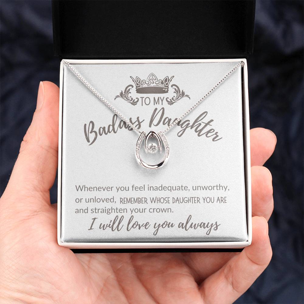 Horseshoe Necklace For My Badass Daughter | Gift for Daughter | Daughter Gift From Dad | Daughter Gift From Mom - BespokeBliss