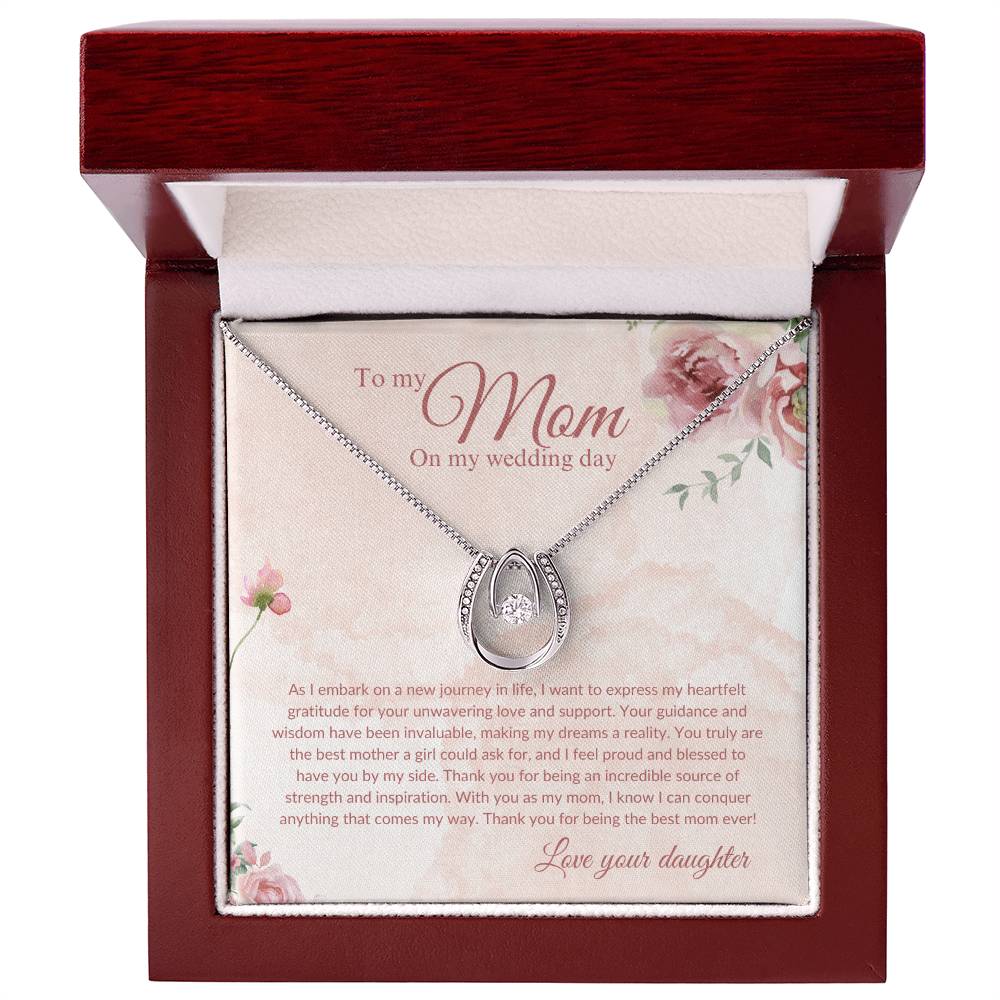 Lucky to Have You As My Mom | Necklace | Mother of the Bride Gift from Daughter | Mother of the Bride Necklace | from Bride to Mom | To Mom from Bride - BespokeBliss