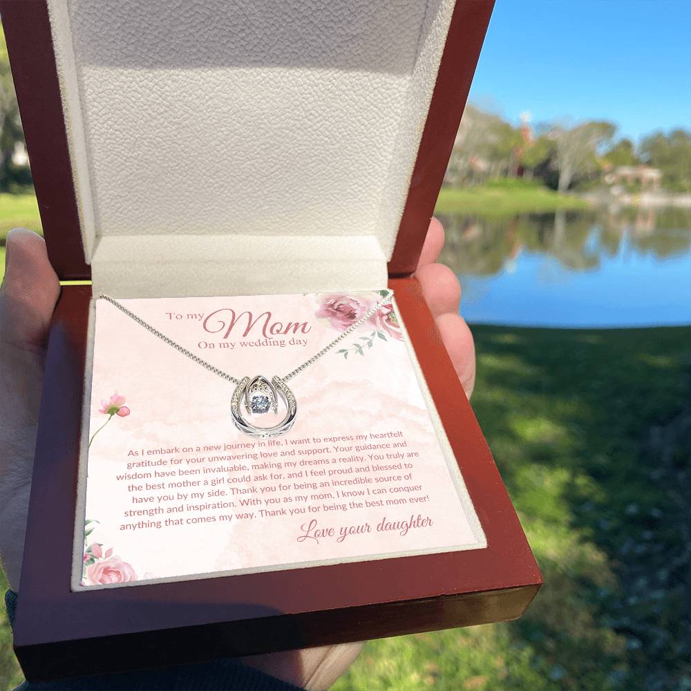 Lucky to Have You As My Mom | Necklace | Mother of the Bride Gift from Daughter | Mother of the Bride Necklace | from Bride to Mom | To Mom from Bride - BespokeBliss