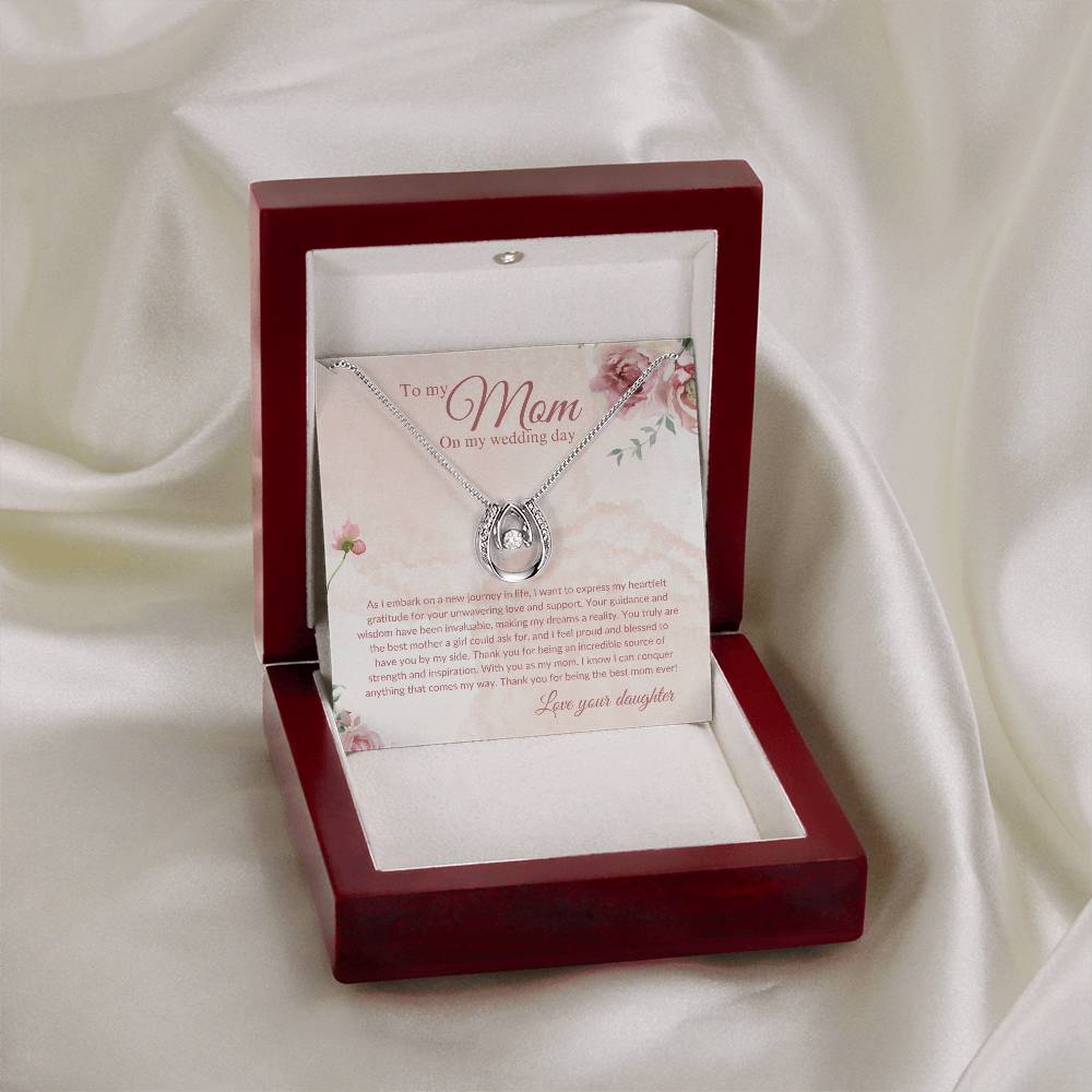 Lucky to Have You As My Mom | Necklace | Mother of the Bride Gift from Daughter | Mother of the Bride Necklace | from Bride to Mom | To Mom from Bride - BespokeBliss