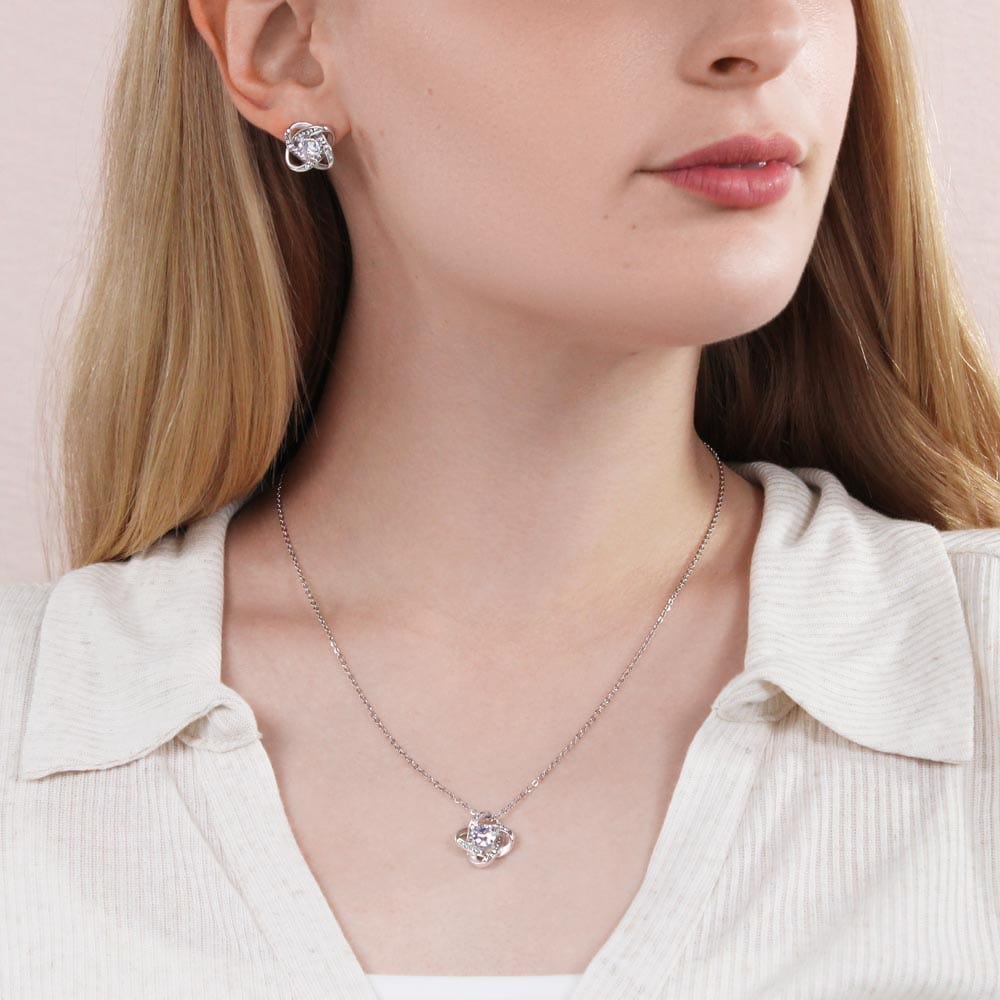 Grandaughter | Gorgeous Love Knot Necklace and Earings | You Are Beautiful | You are Strong | You Are Loved - BespokeBliss