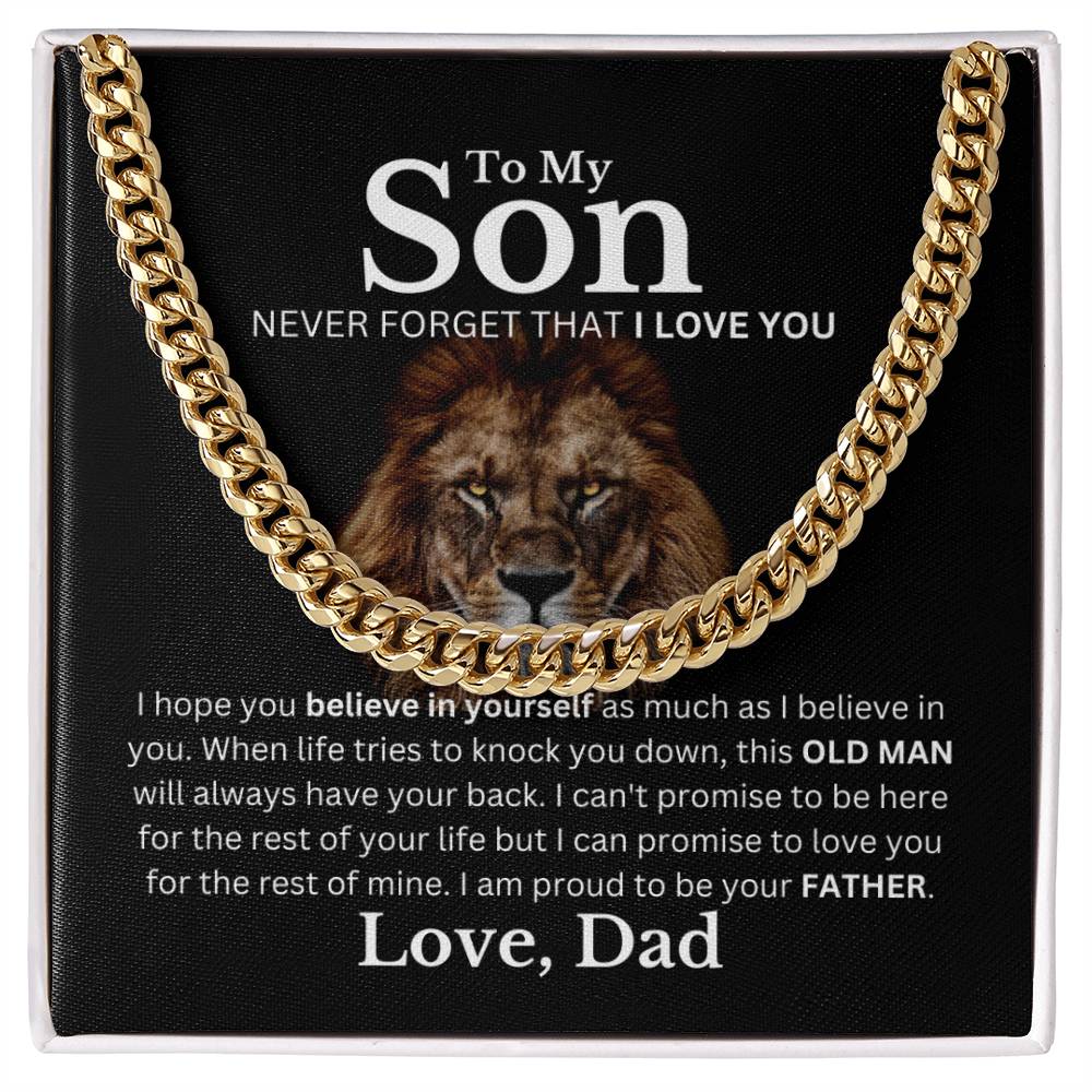 Son, Love Dad, Never Forget I Love You Cuban Chain