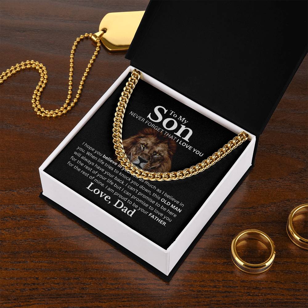 Son, Love Dad, Never Forget I Love You Cuban Chain