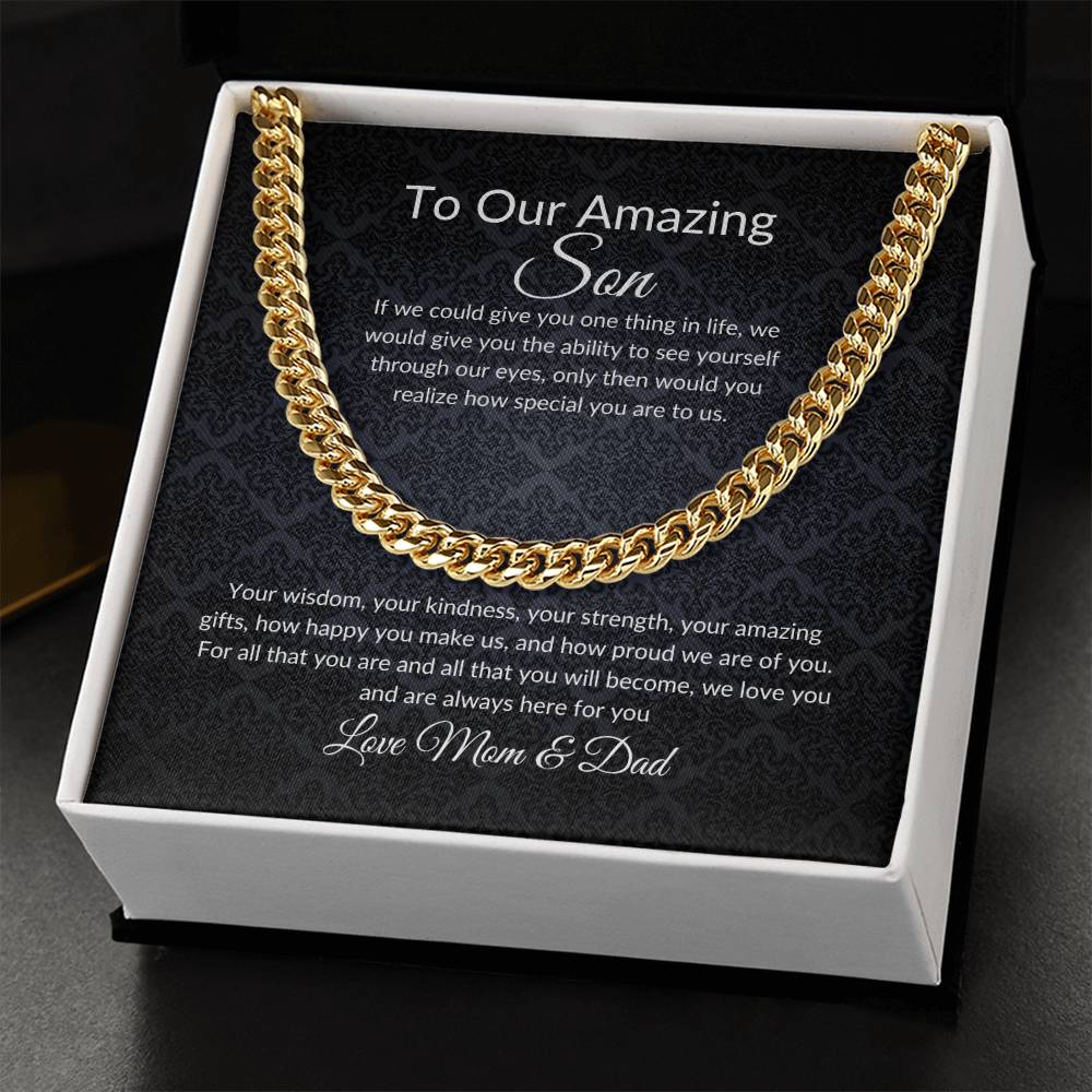 Gift for Son | Birthday Gift for Son | Sentimental Gifts for Son | Adoption Day Gift | Gotcha Day | Family Day | Cuban Link Chain for Men - BespokeBliss