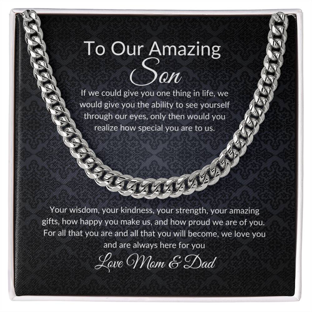 Gift for Son | Birthday Gift for Son | Sentimental Gifts for Son | Adoption Day Gift | Gotcha Day | Family Day | Cuban Link Chain for Men - BespokeBliss
