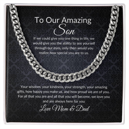 Gift for Son | Birthday Gift for Son | Sentimental Gifts for Son | Adoption Day Gift | Gotcha Day | Family Day | Cuban Link Chain for Men - BespokeBliss