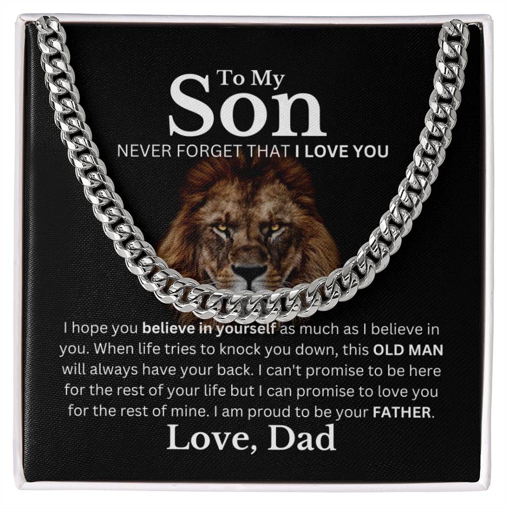 Son, Love Dad, Never Forget I Love You Cuban Chain