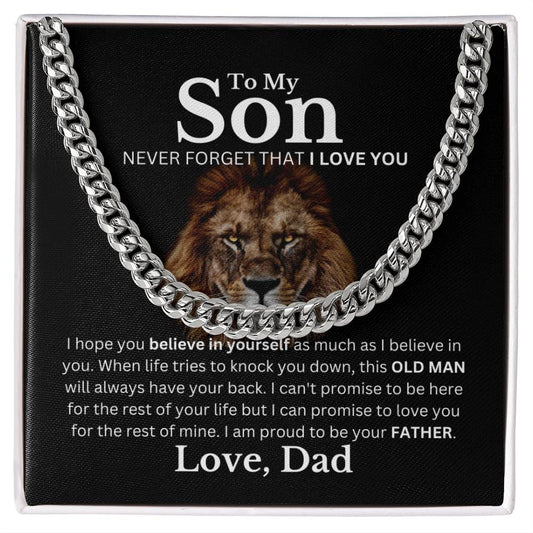 Son, Love Dad, Never Forget I Love You Cuban Chain