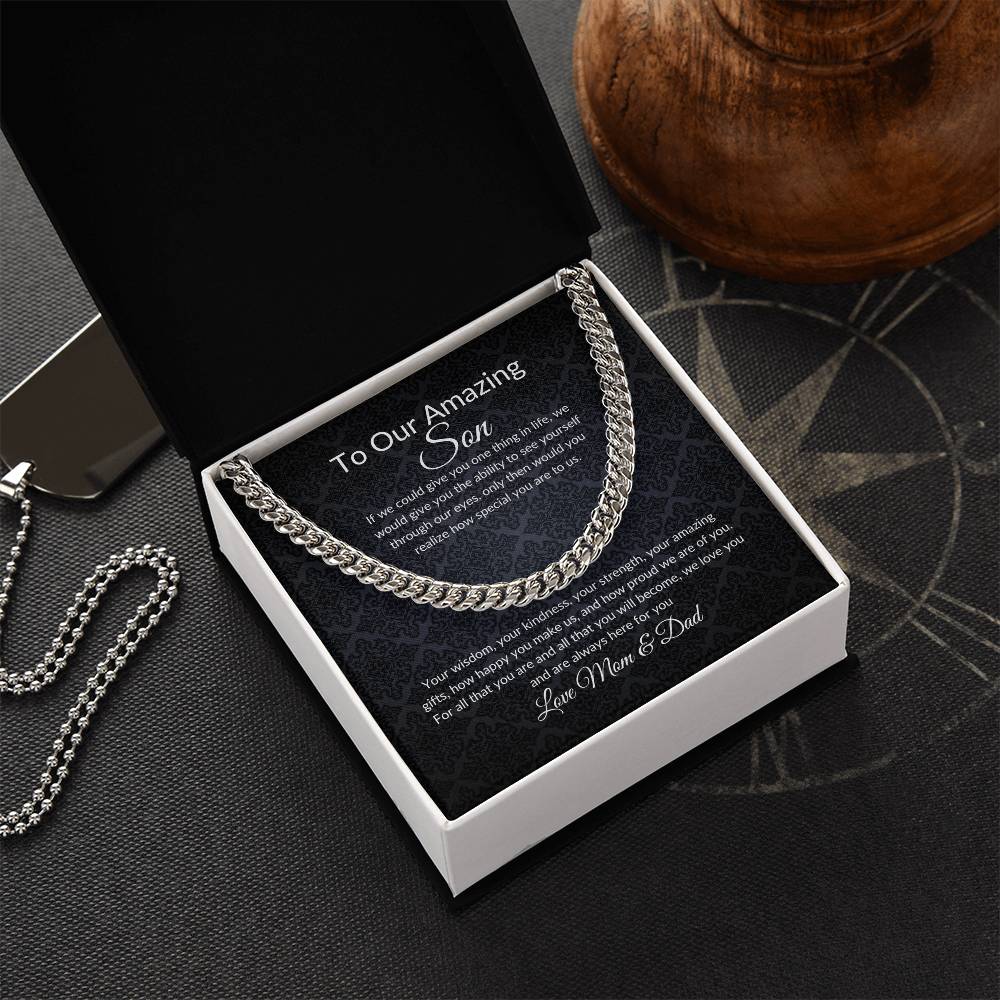 Gift for Son | Birthday Gift for Son | Sentimental Gifts for Son | Adoption Day Gift | Gotcha Day | Family Day | Cuban Link Chain for Men - BespokeBliss