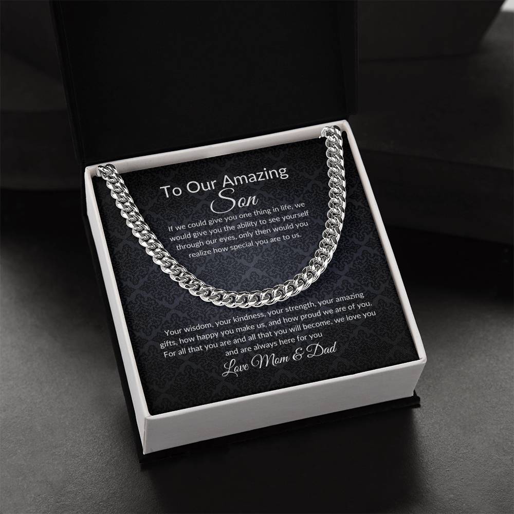 Gift for Son | Birthday Gift for Son | Sentimental Gifts for Son | Adoption Day Gift | Gotcha Day | Family Day | Cuban Link Chain for Men - BespokeBliss