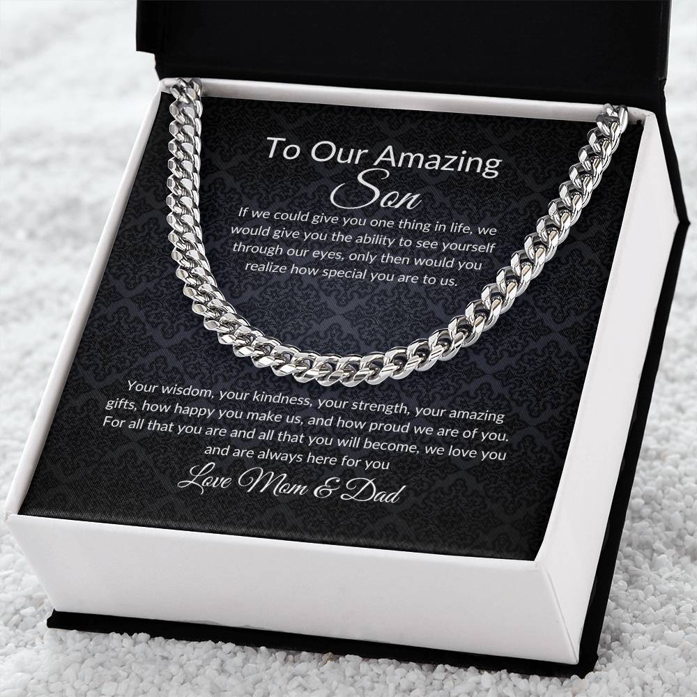 Gift for Son | Birthday Gift for Son | Sentimental Gifts for Son | Adoption Day Gift | Gotcha Day | Family Day | Cuban Link Chain for Men - BespokeBliss