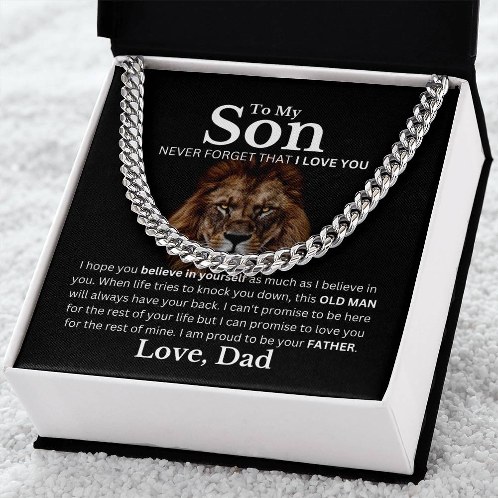 Son, Love Dad, Never Forget I Love You Cuban Chain