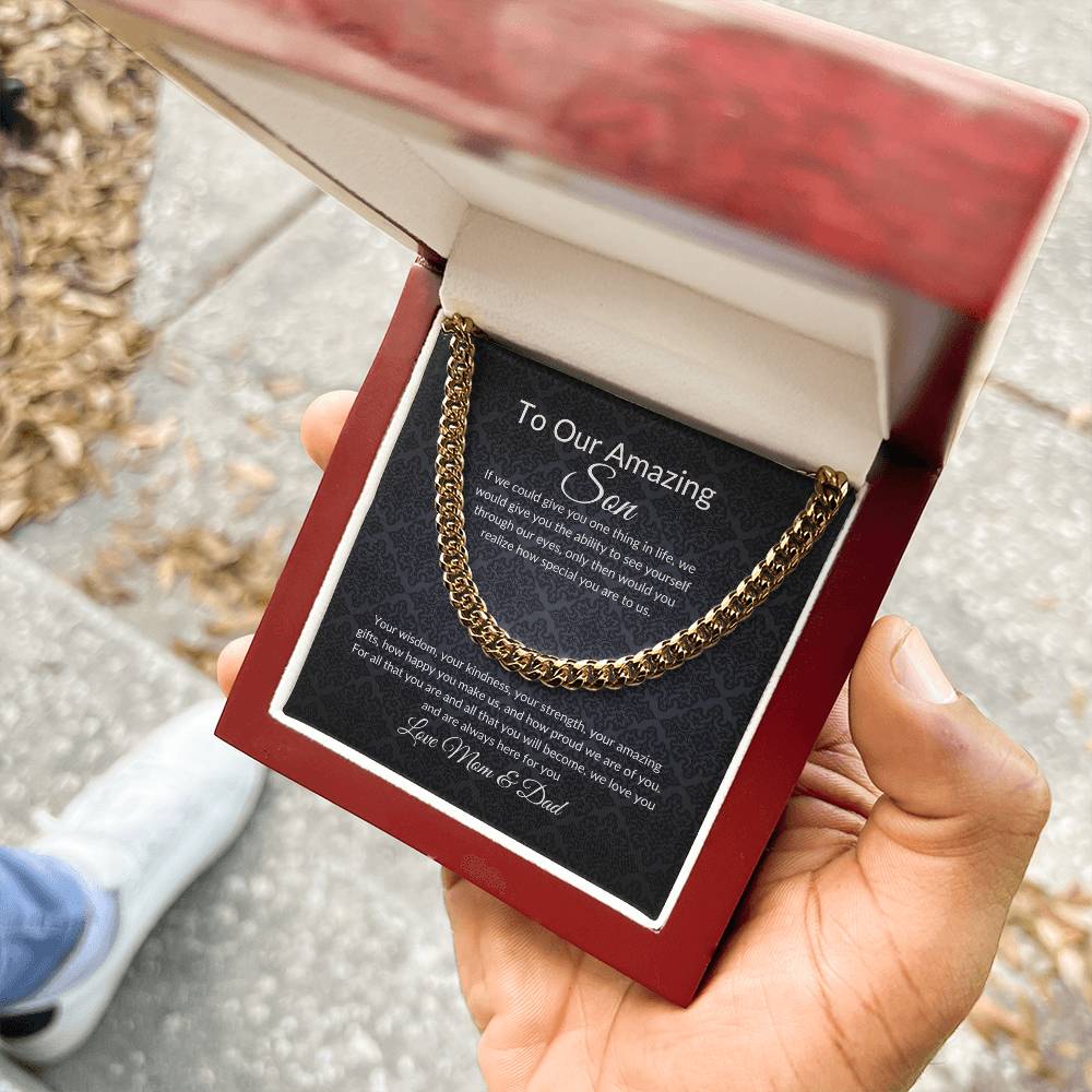 Gift for Son | Birthday Gift for Son | Sentimental Gifts for Son | Adoption Day Gift | Gotcha Day | Family Day | Cuban Link Chain for Men - BespokeBliss