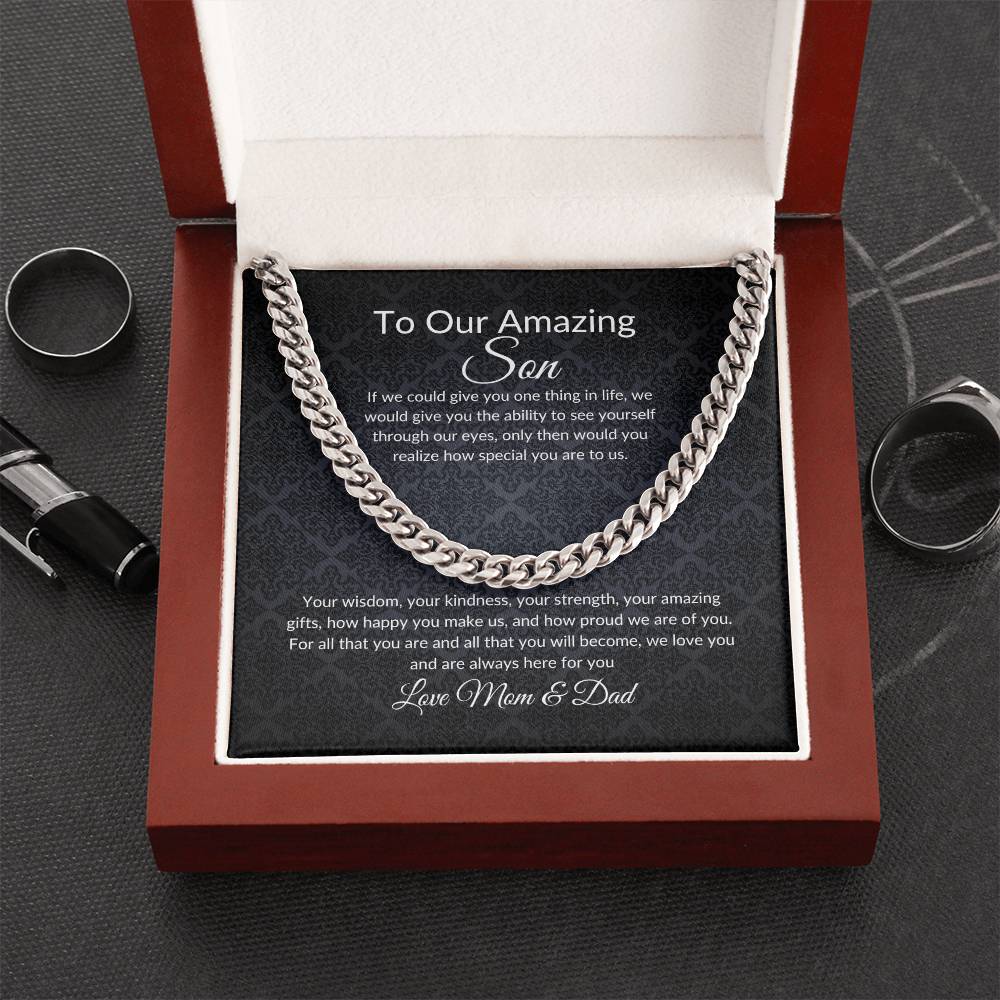 Gift for Son | Birthday Gift for Son | Sentimental Gifts for Son | Adoption Day Gift | Gotcha Day | Family Day | Cuban Link Chain for Men - BespokeBliss
