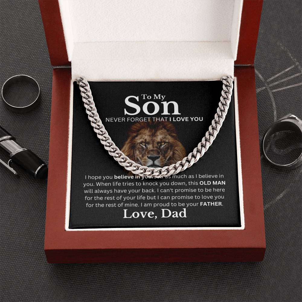 Son, Love Dad, Never Forget I Love You Cuban Chain