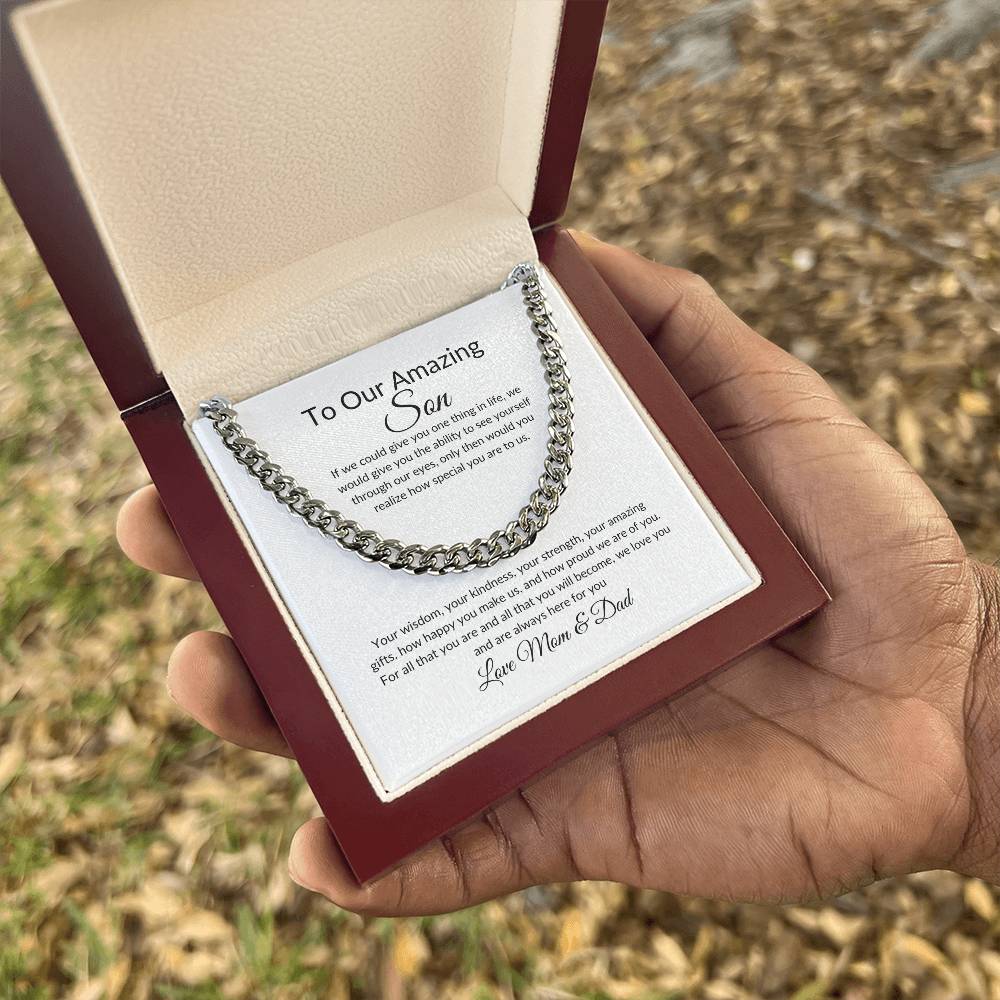 Gift for Son | Birthday Gift for Son | Sentimental Gifts for Son | Adoption Day Gift | Gotcha Day | Family Day | Cuban Link Chain for Men - BespokeBliss