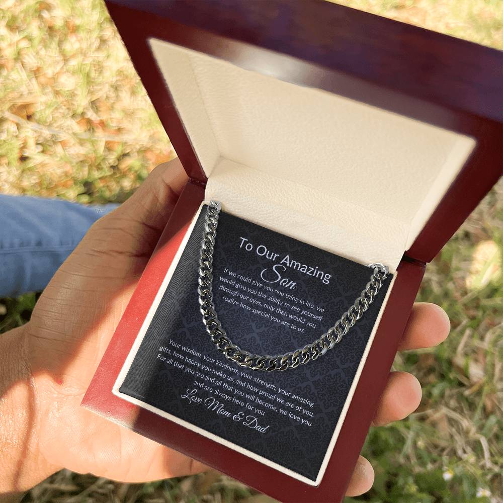 Gift for Son | Birthday Gift for Son | Sentimental Gifts for Son | Adoption Day Gift | Gotcha Day | Family Day | Cuban Link Chain for Men - BespokeBliss
